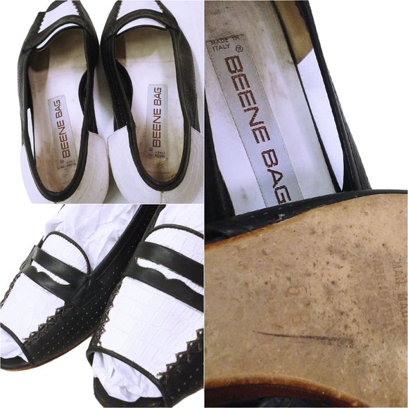 Vintage 80s Geoffrey Beene Bag Flat Shoes -6.5B Peek-a-Boo Toe Penny Loafer - Picture 9 of 11